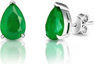Gemma Azzurro Pear Emerald Stud Earrings
