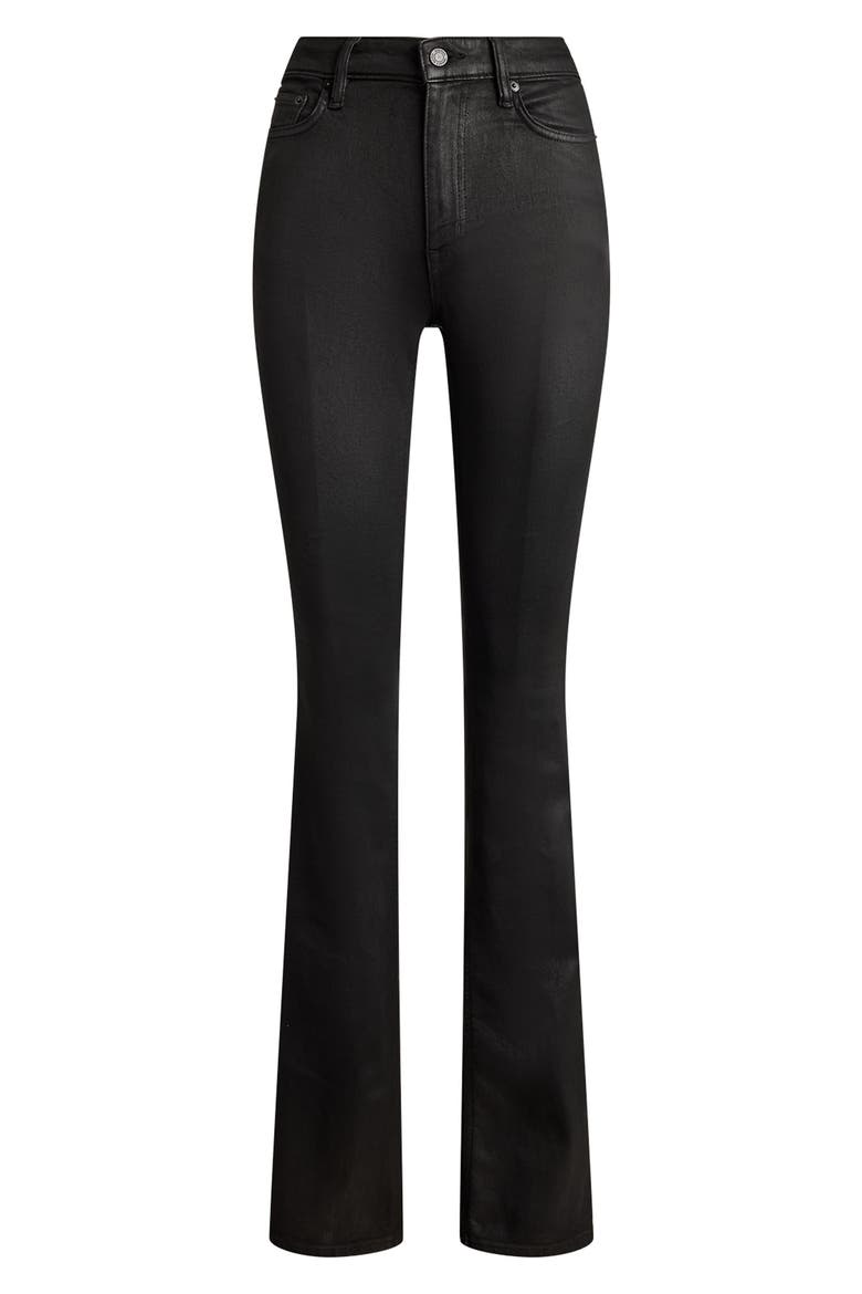 Coated Bootcut Jeans, Alternate, color, BLACK
