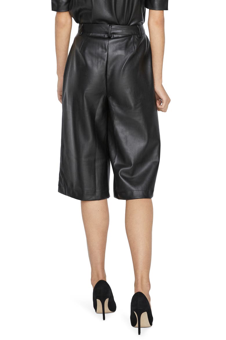 Paulina Faux Leather Bermuda Shorts, Alternate, color, BLACK