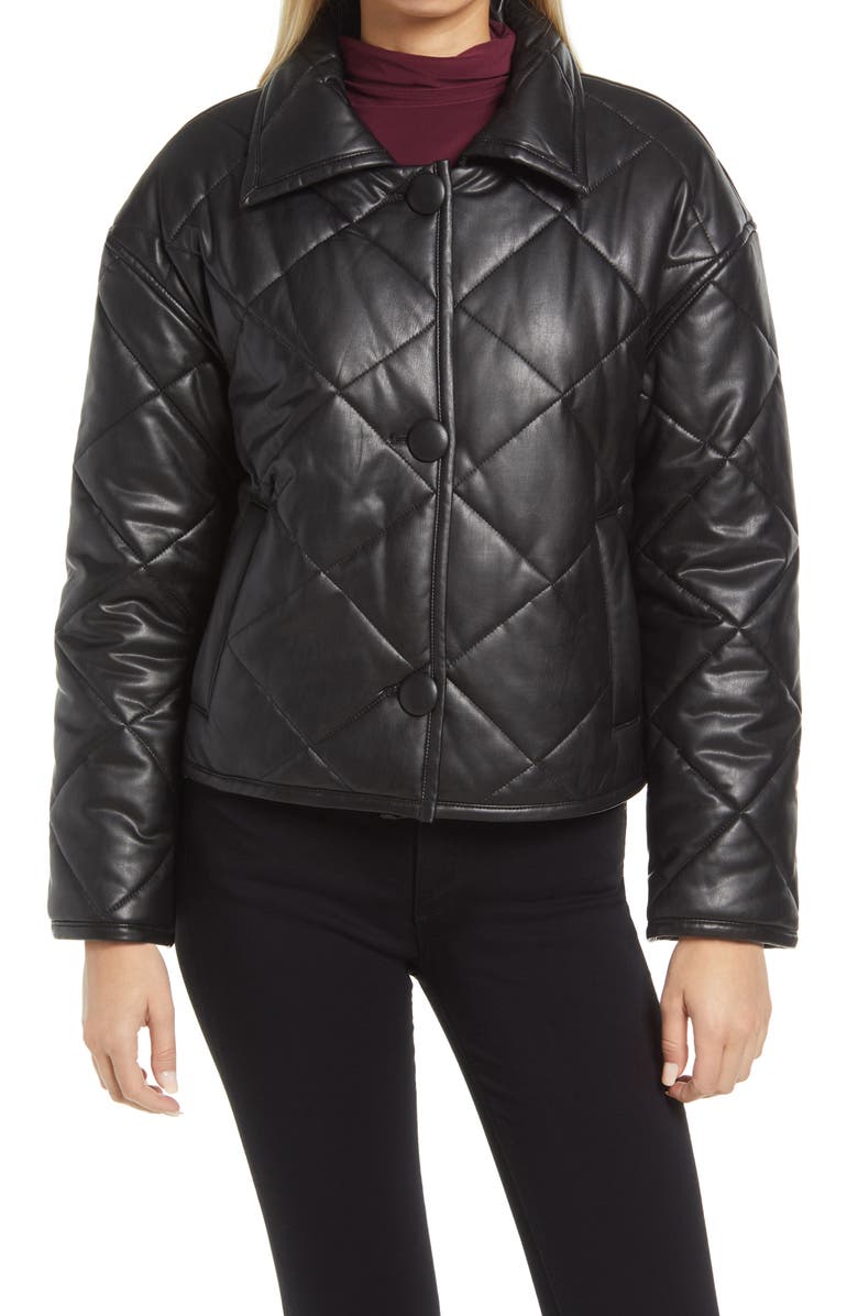 Halogen<sup>®</sup> Quilted Faux Leather Jacket, Alternate, color,