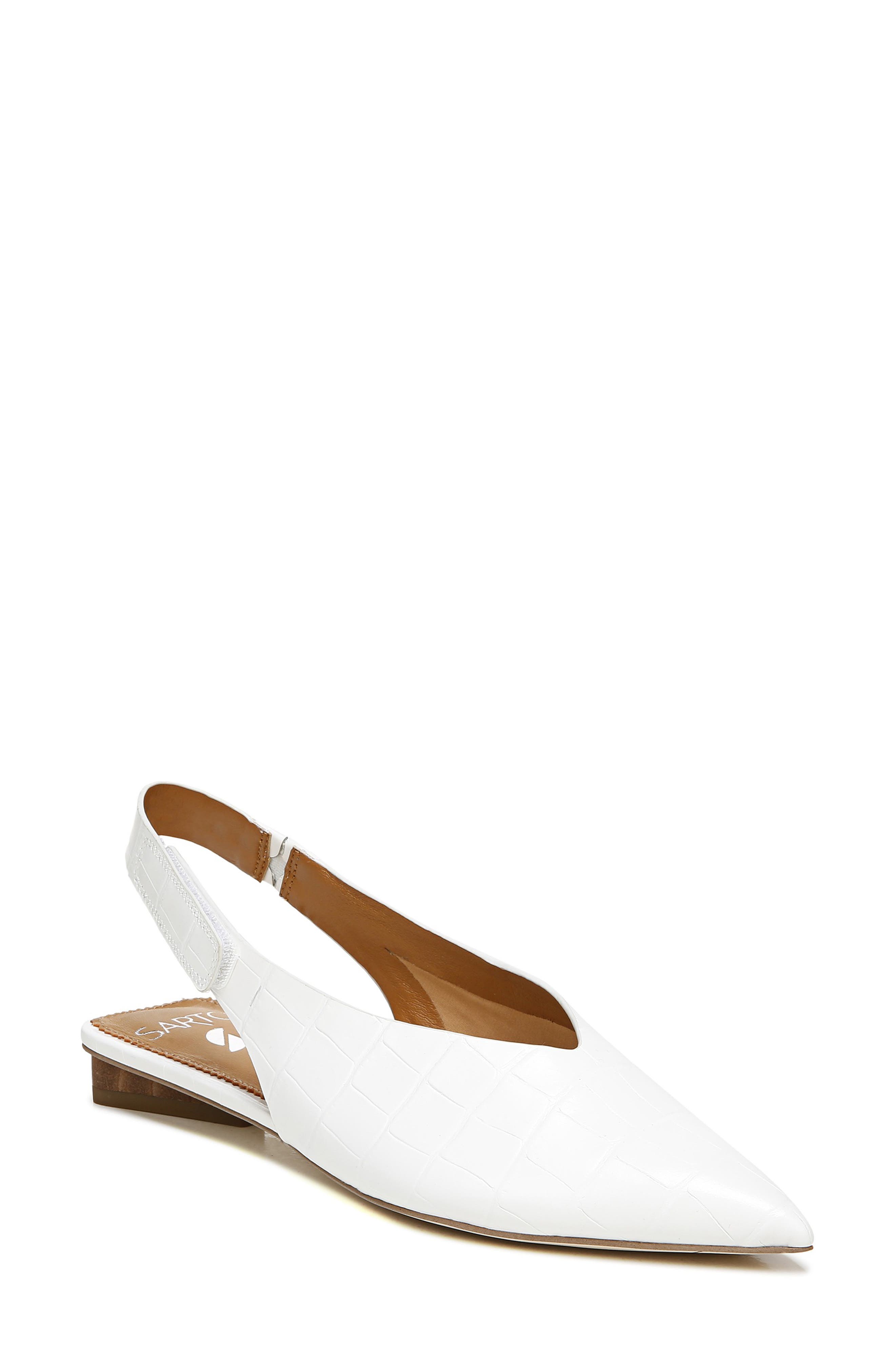 Grayson Slingback Flat, Main, color, WHITE LEATHER