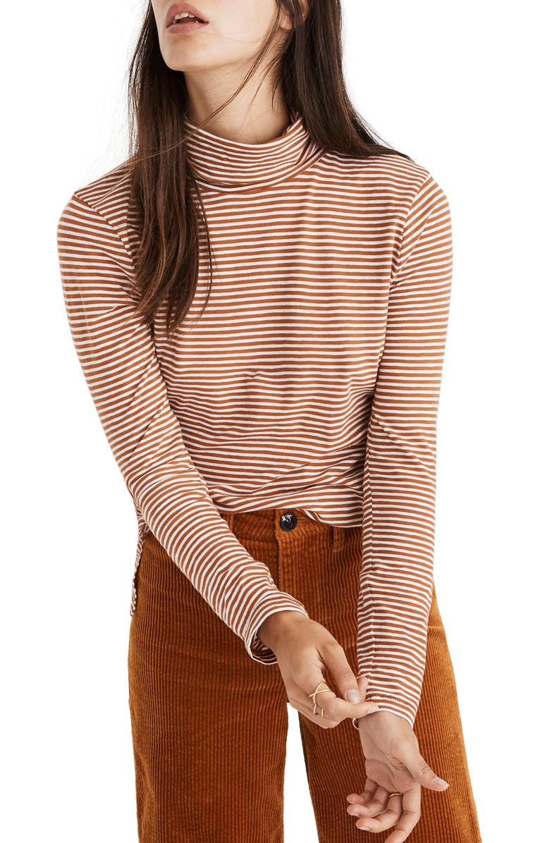 Madewell Stripe Whisper Cotton Turtleneck, Main, color,