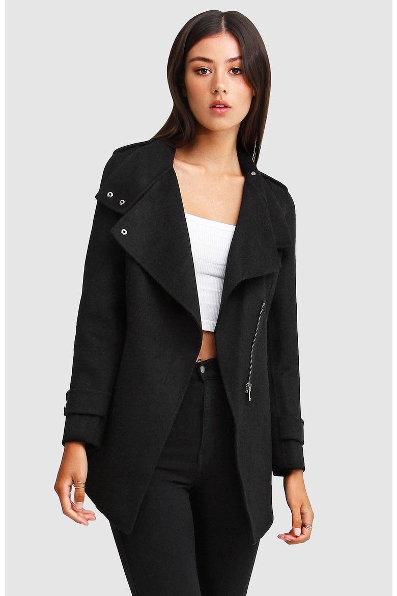 Bad Girl Wool Blend Moto Coat, Main, color, Black