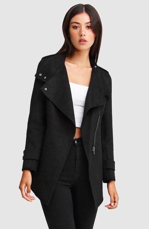 Bad Girl Wool Blend Moto Coat