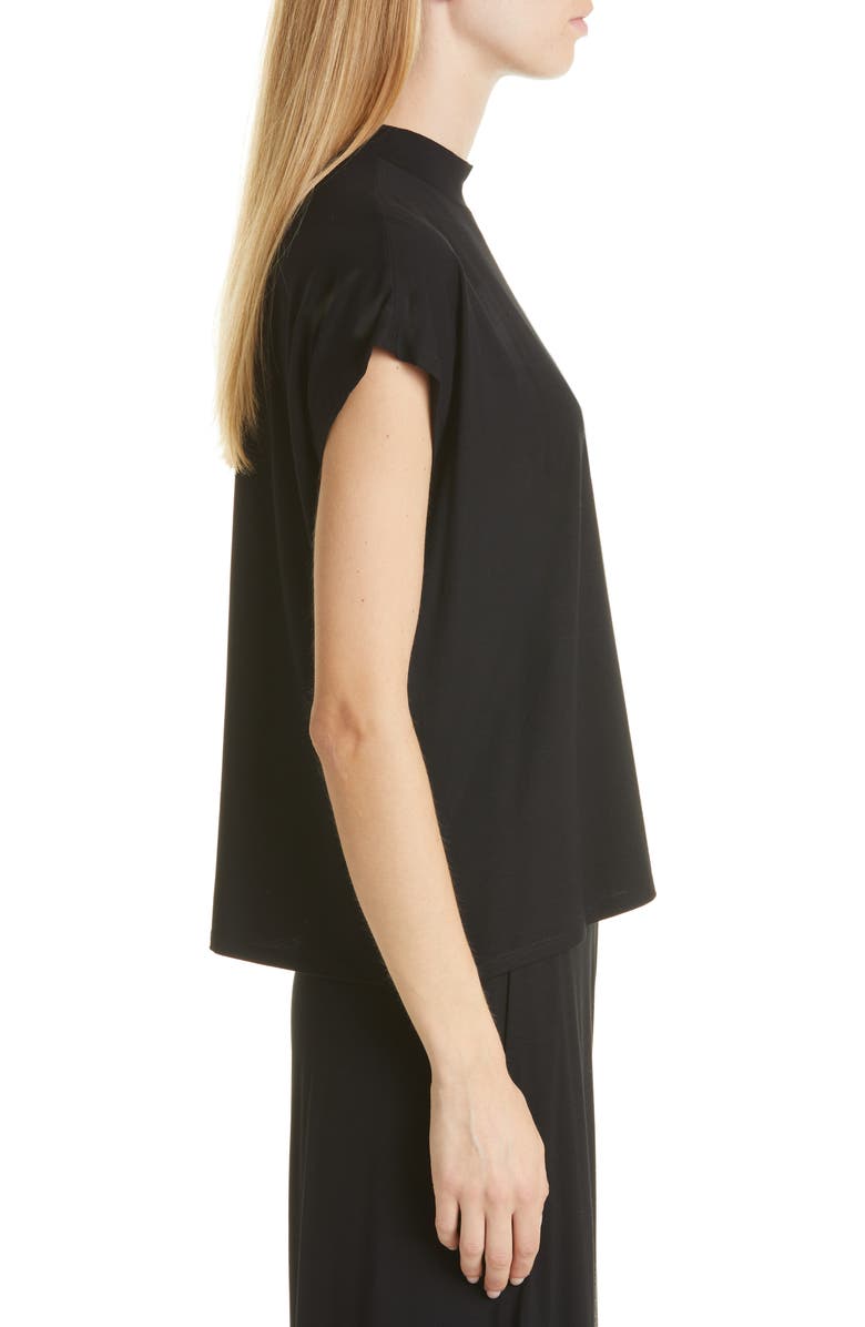 Eileen Fisher Mock Neck Cap Sleeve Top, Alternate, color,
