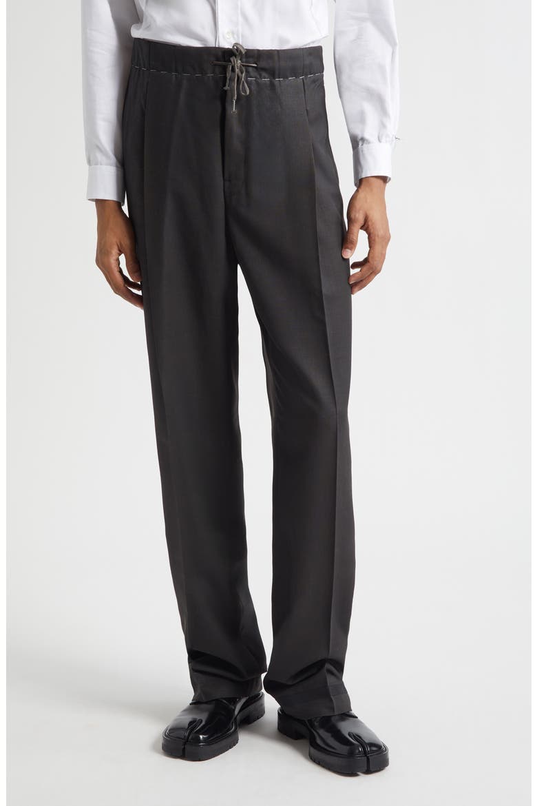 Pleated Mohair & Wool Pants, Main, color, DARK BROWN