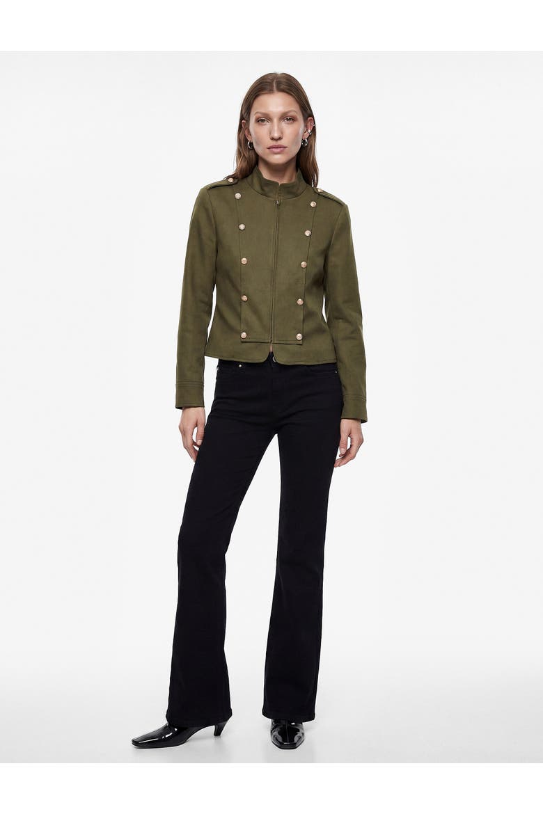 Mandarin Collar Napoleon Jacket, Main, color, KHAKI