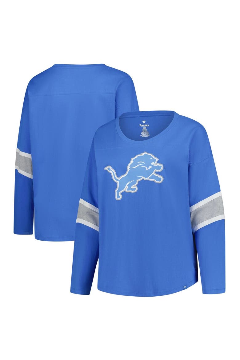Women's Fanatics Blue Detroit Lions Plus Size Redzone 3/4-Sleeve Scoop Neck T-Shirt, Main, color, Blue