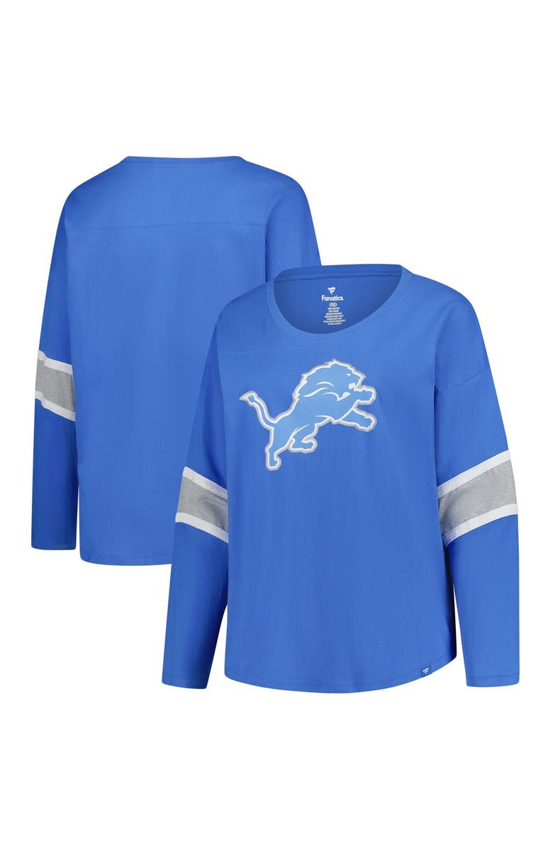 FANATICS Women's Fanatics Blue Detroit Lions Plus Size Redzone 3/4-Sleeve Scoop Neck T-Shirt, Main, color, Blue