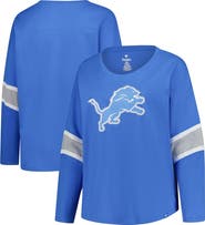 FANATICS Women's Fanatics Blue Detroit Lions Plus Size Redzone 3/4-Sleeve Scoop Neck T-Shirt
