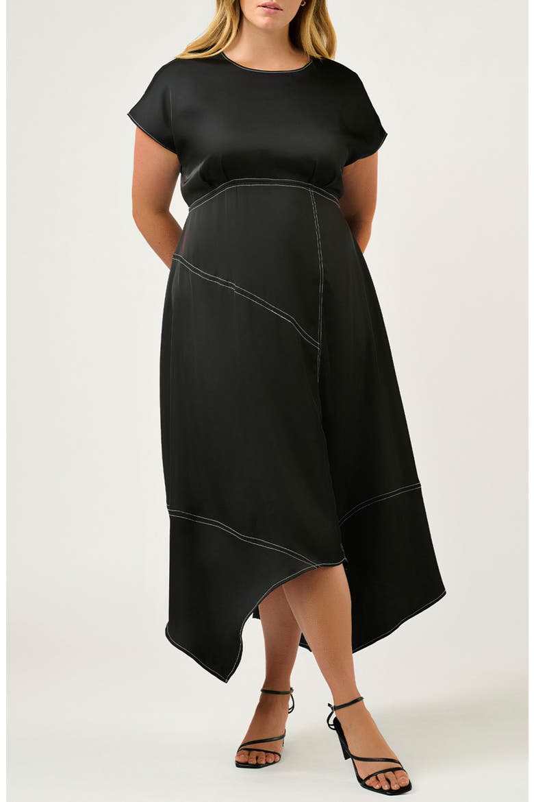 Josephine Handkerchief Hem Dress, Main, color, BLACK