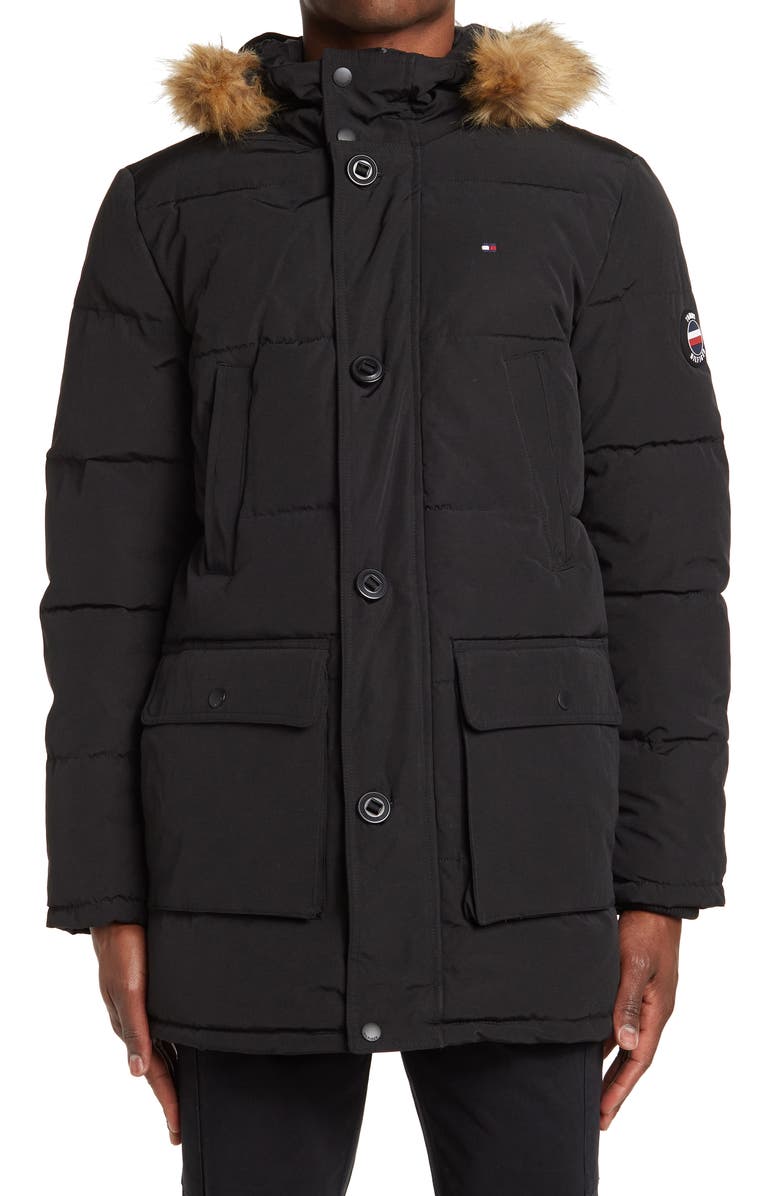 Tommy Hilfiger Faux Fur Trim Hooded Puffer Jacket, Alternate, color,