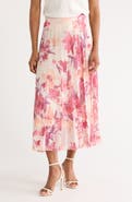 Joie Pleated Floral Print Midi Skirt