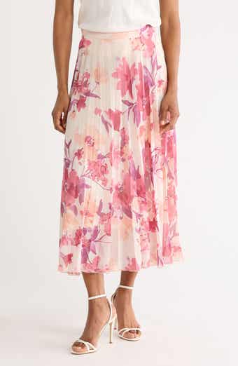 Joie Pleated Floral Print Midi Skirt