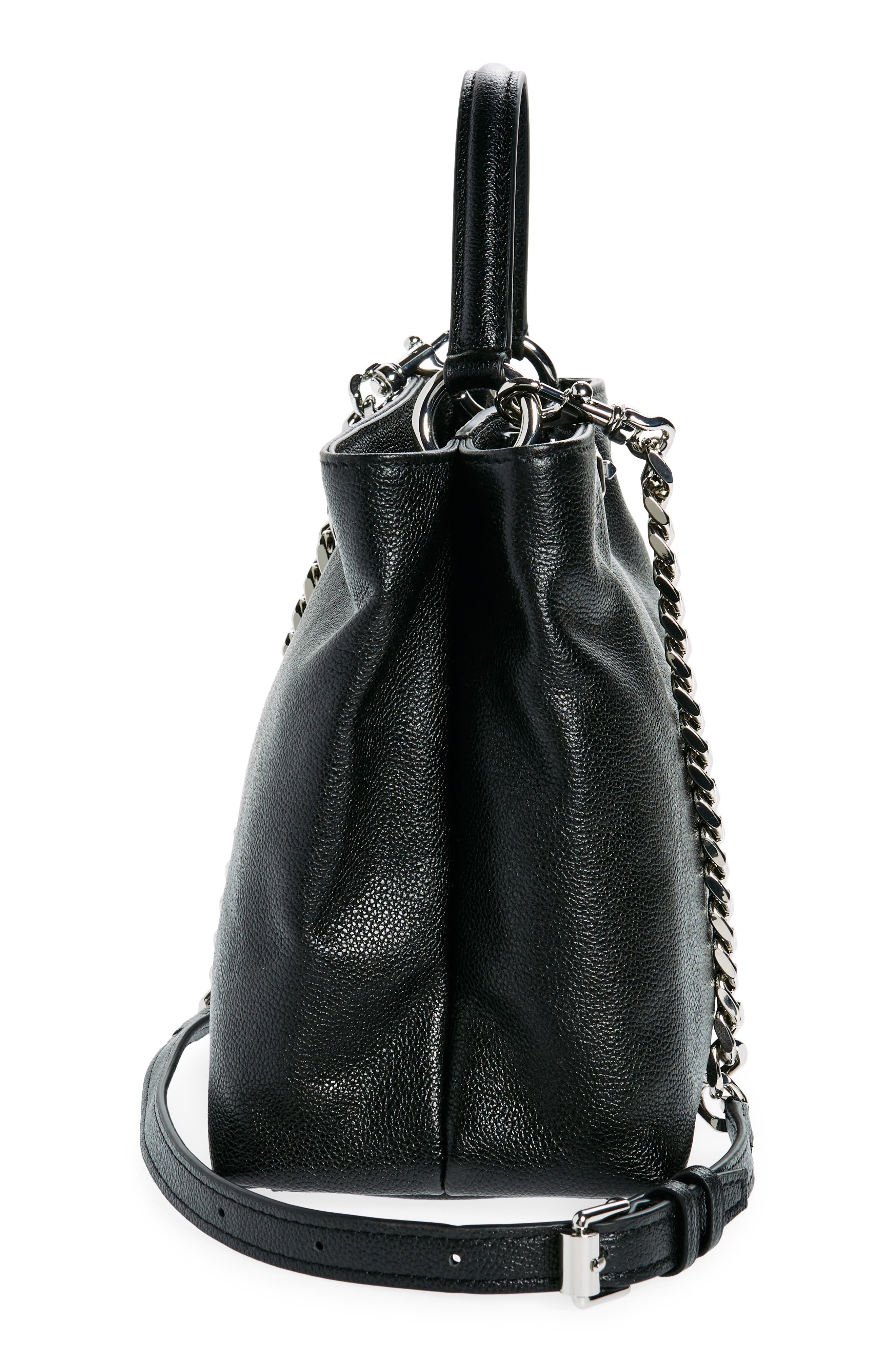 Amour Leather Top Handle Bag, Alternate, color, BLACK