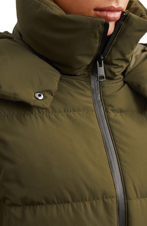 Reiss Colette Quilted Longline Puffer Jacket In Green