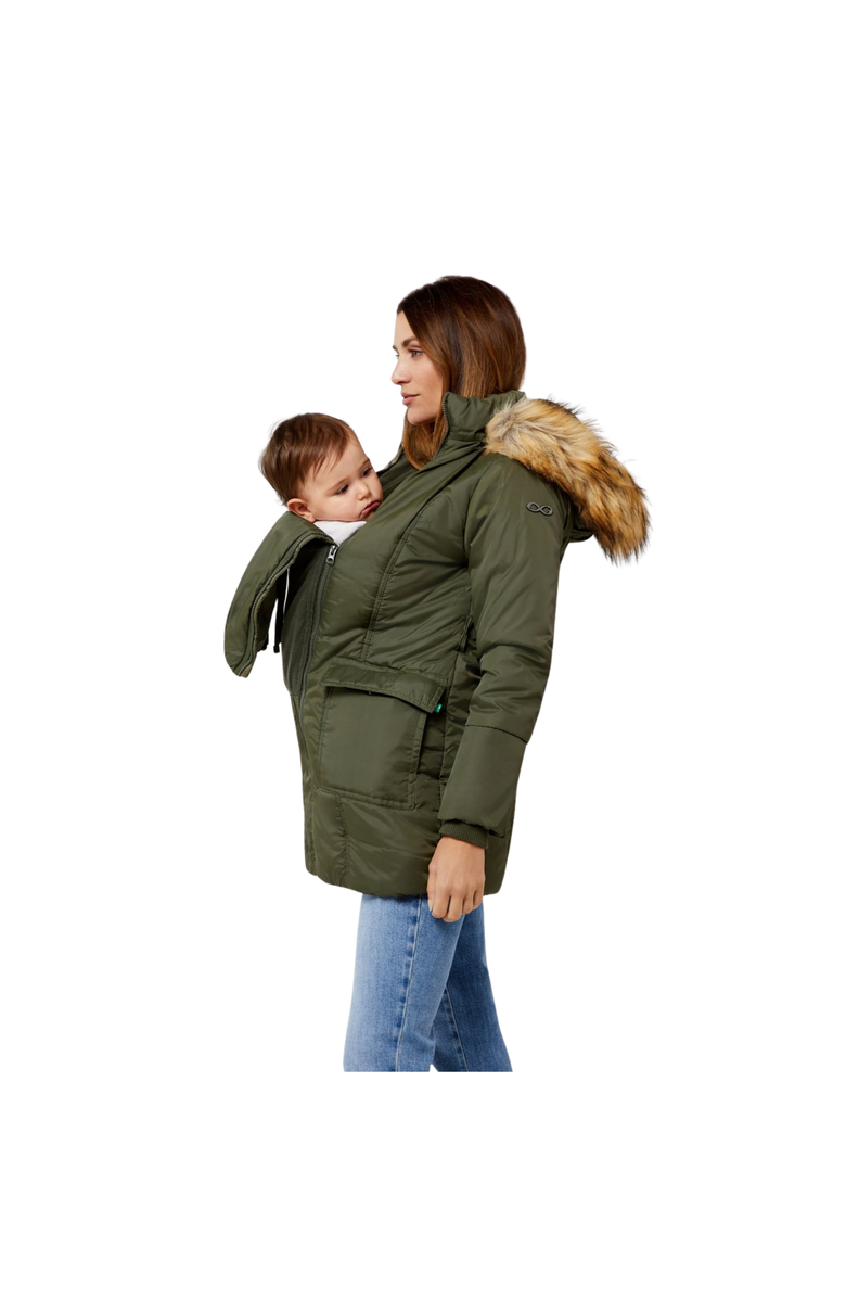 Modern Eternity Maternity Rachel - 3 in 1 Maternity Coat With Belt, Alternate, color, Khaki Green