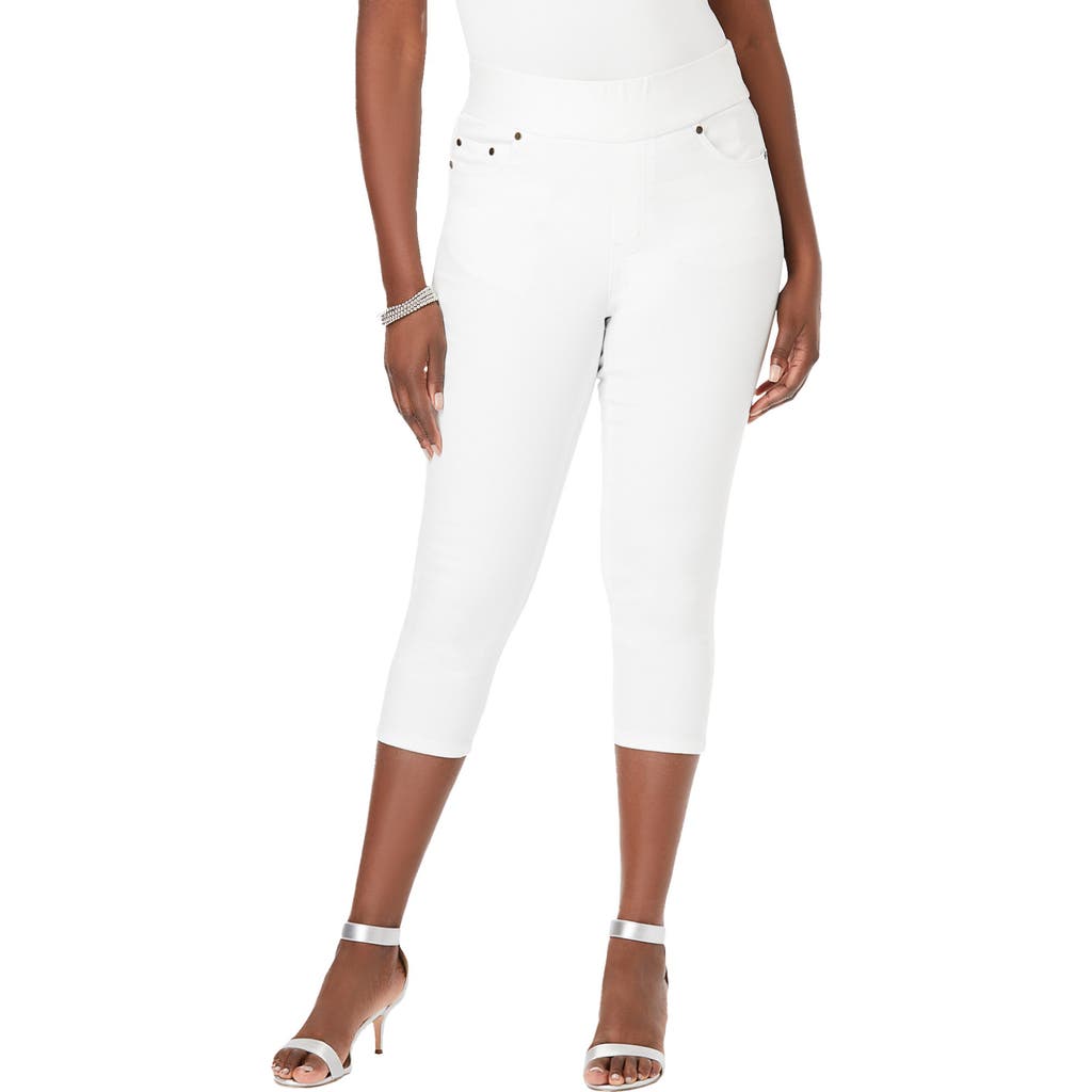 Jessica London Comfort Waist Stretch Denim Capris In White