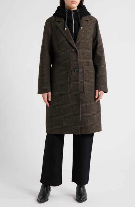 Sam Edelman Longline Coat with Inset Faux Shearling Bib