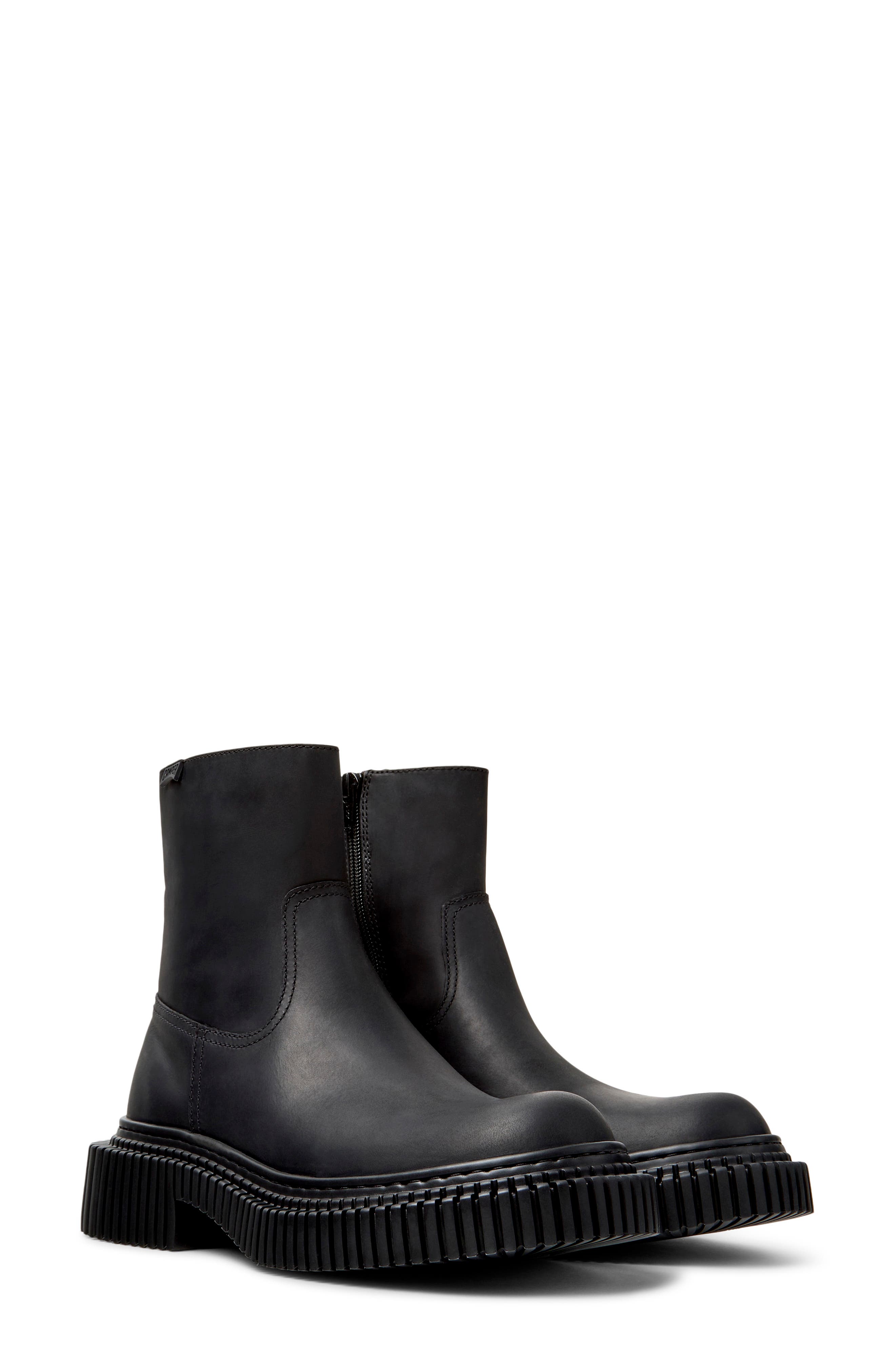 Pix Leather Zip Up Boot, Main, color, BLACK
