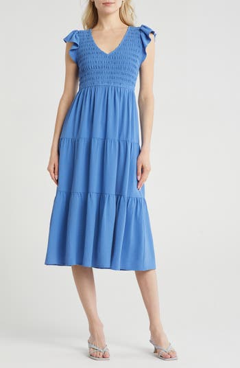 Flutter Sleeve Midi Dress