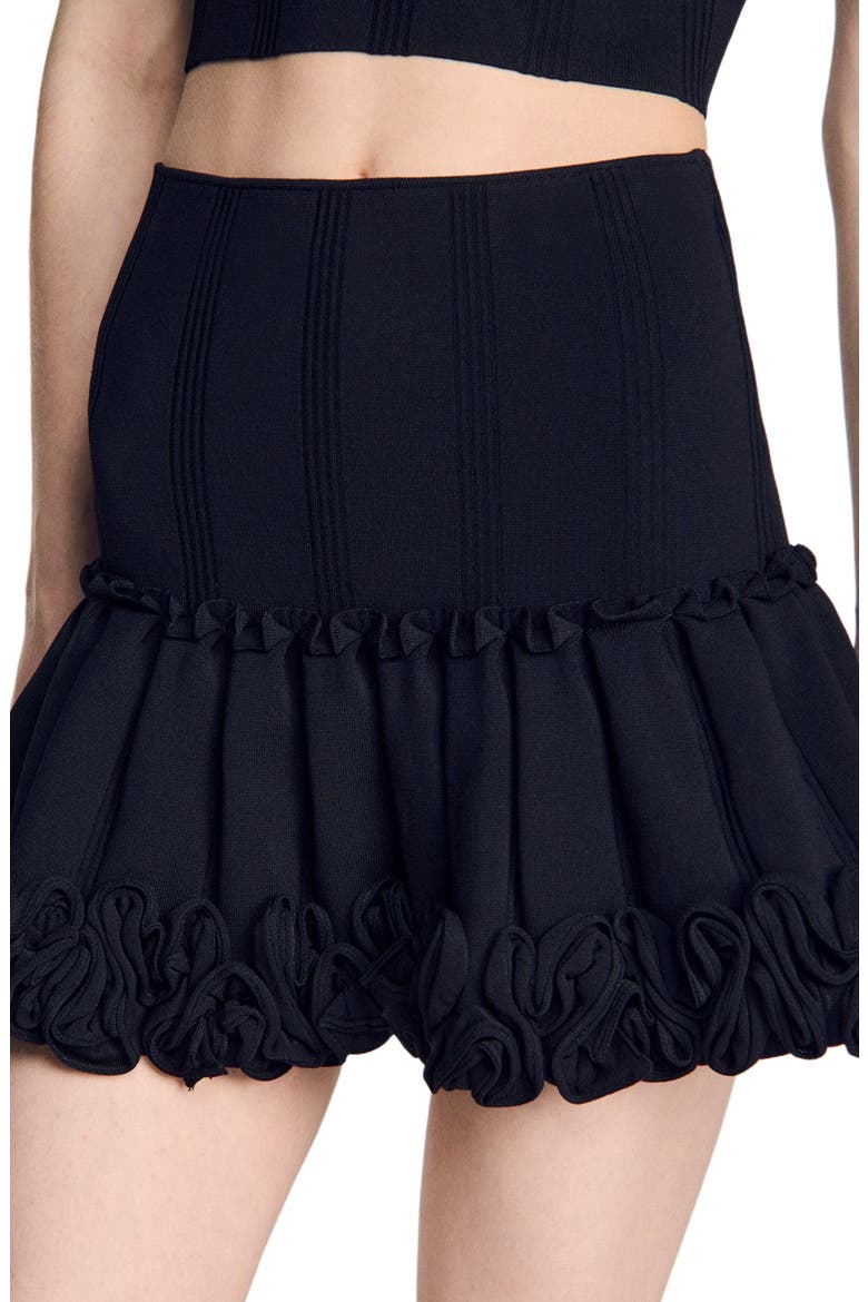 Short ribbed knit skirt, Main, color, Black
