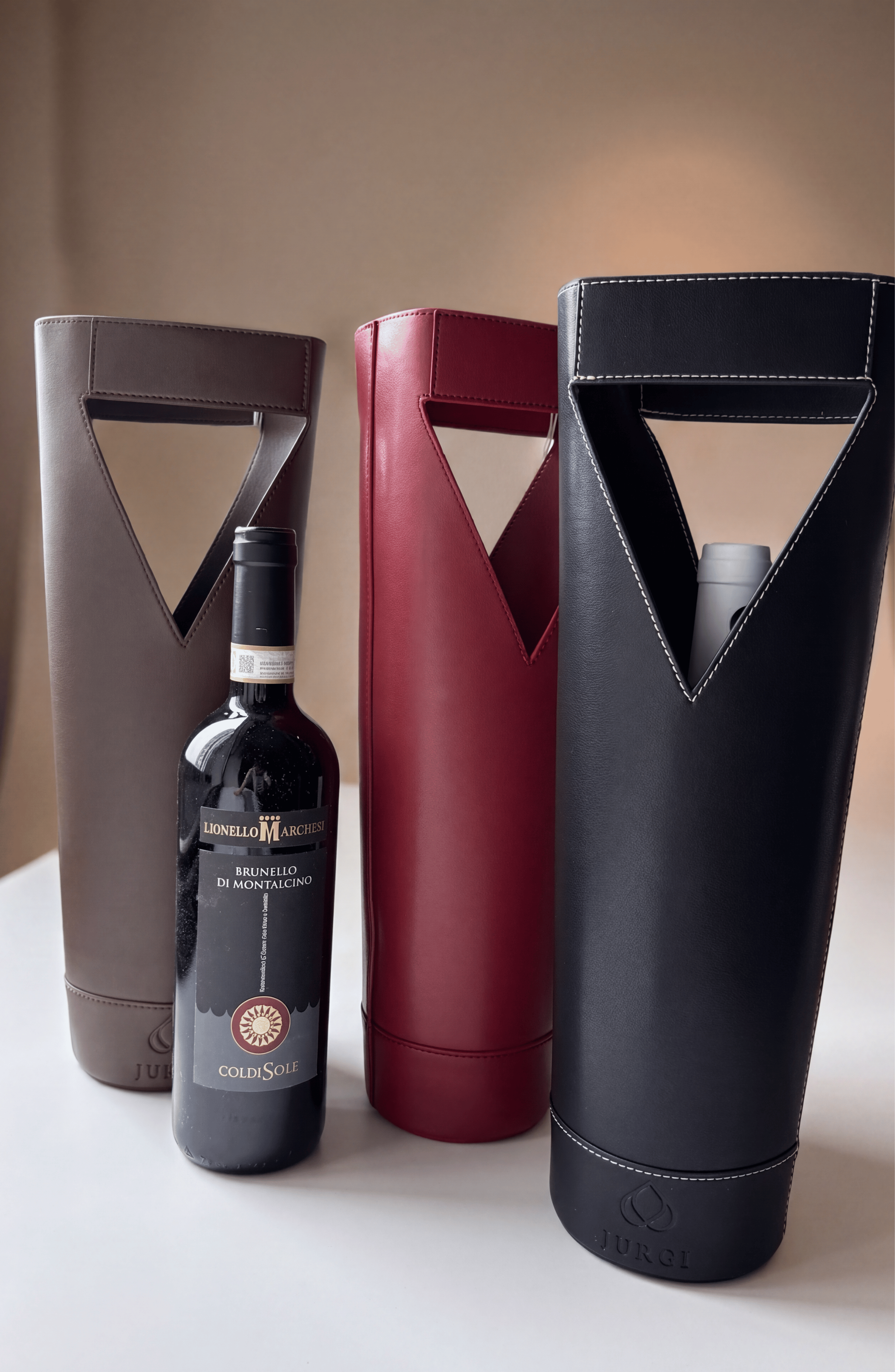 Wine and Champagne Carrier in Leather, Alternate, color, Black