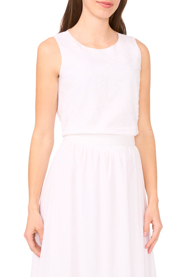 Beaded Embroidered Sleeveless Top, Main, color, BRIGHT WHITE