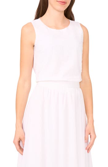 Halogen ® Beaded Embroidered Sleeveless Top In White