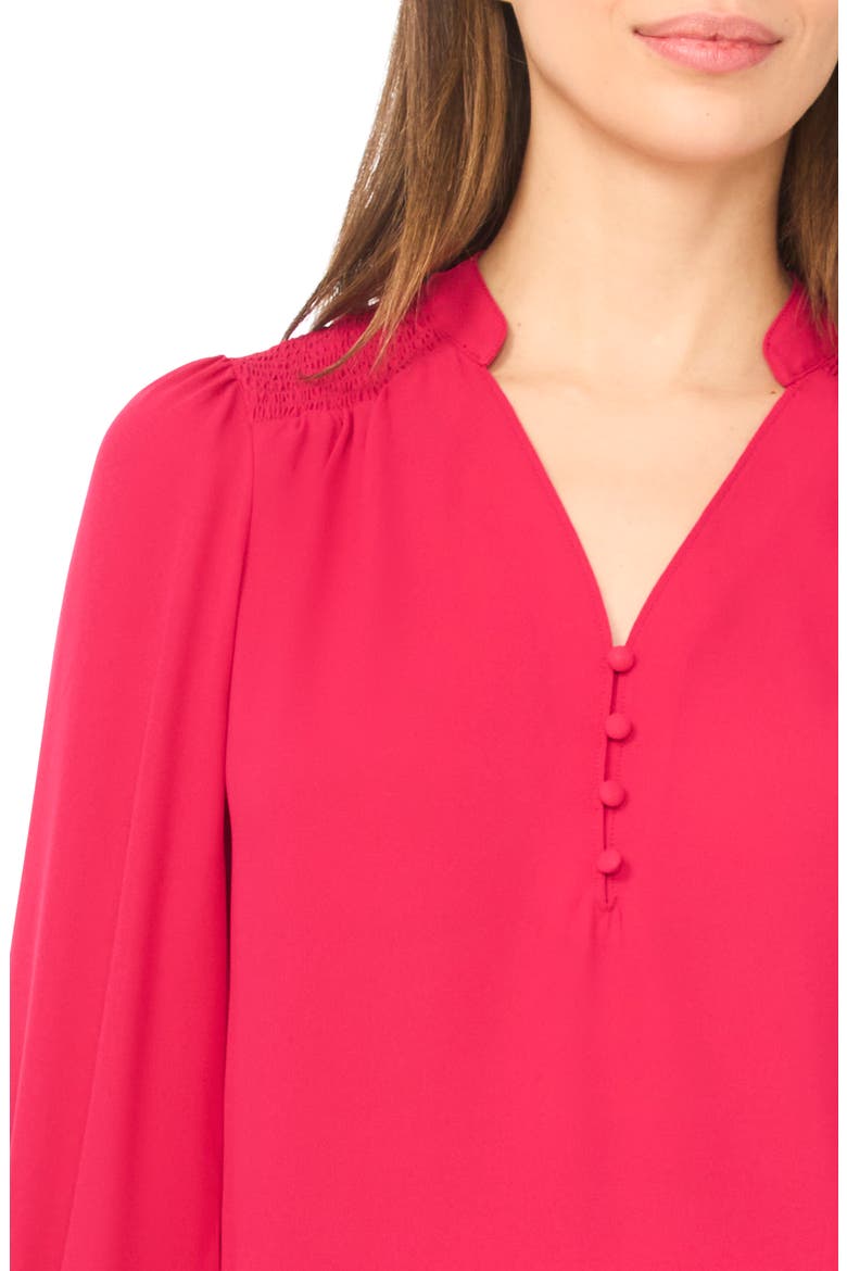 Half Placket Smocked Accent Top, Alternate, color, ROSE CERISE