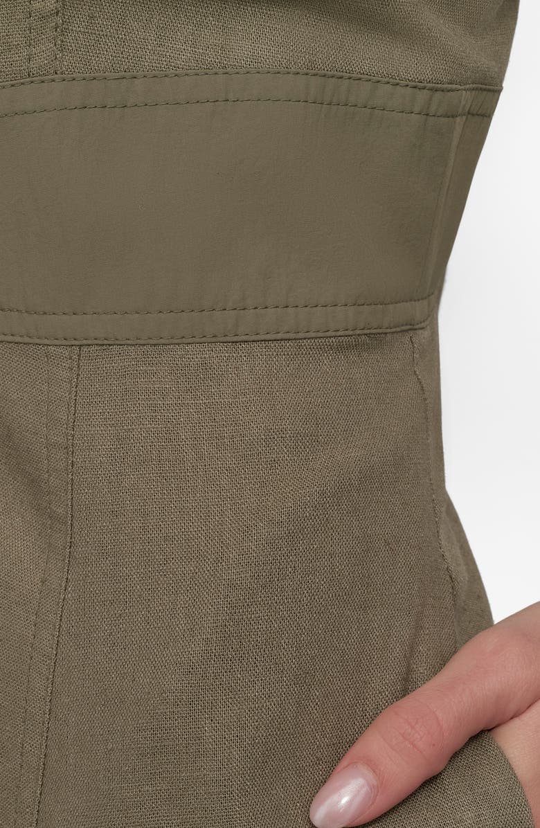 DKNY Paneled Linen Blend Midi Dress, Alternate, color, Utility Green