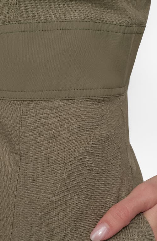 DKNY DKNY PANELED LINEN BLEND MIDI DRESS 