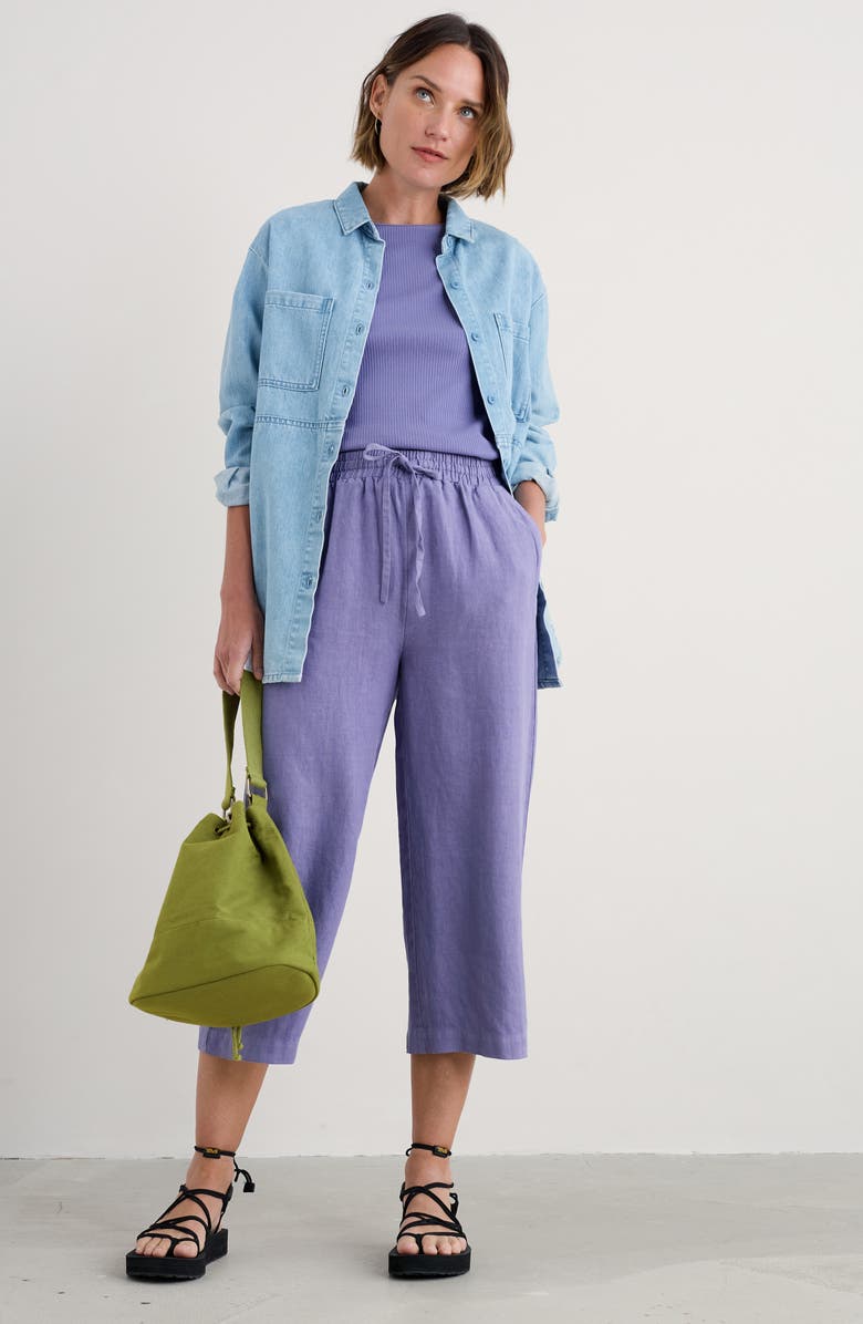 Seasalt Cornwall Tide Flow Crop Linen Pants, Alternate, color, Bilberry