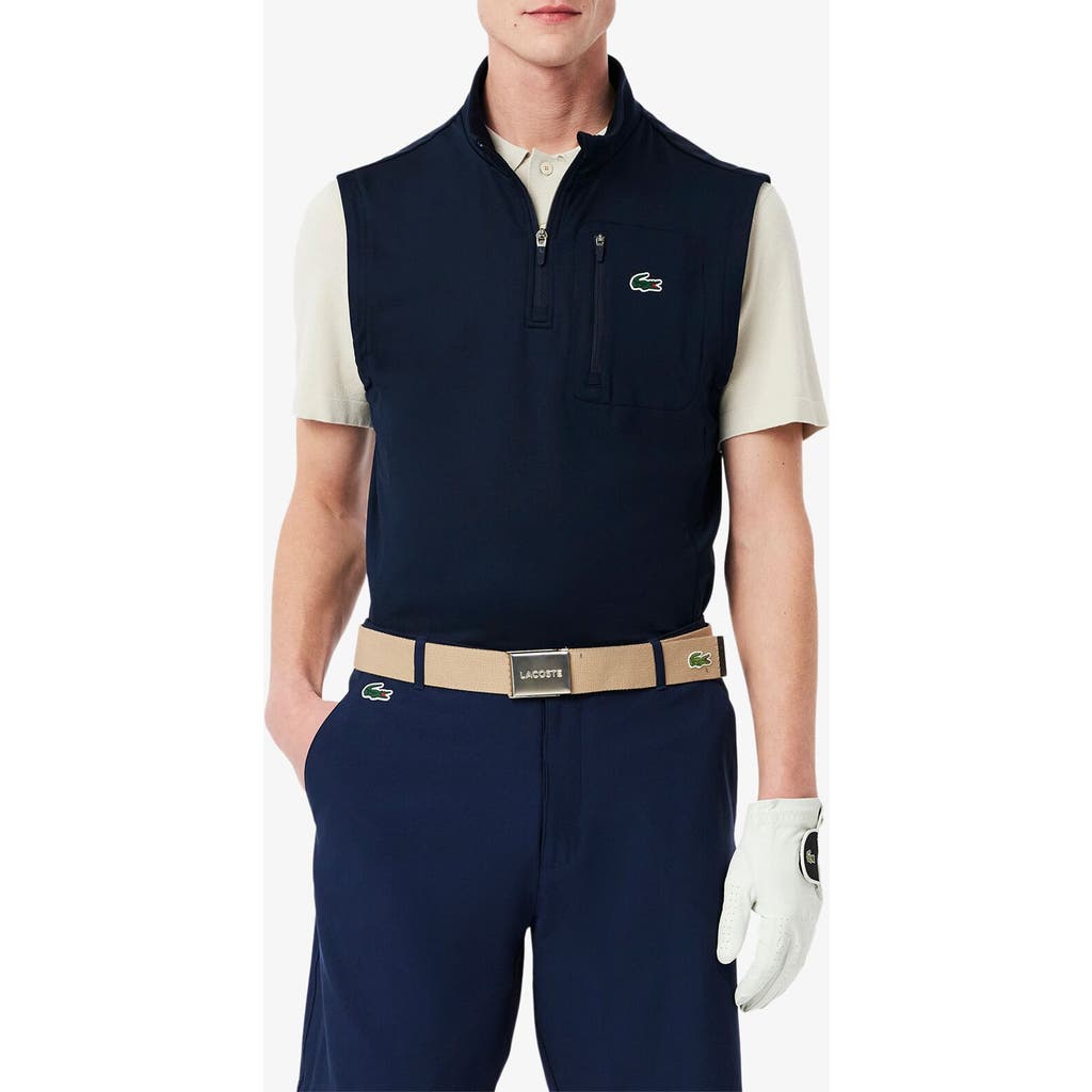 Lacoste Sleeveless Quarter Zip Pullover In Blue