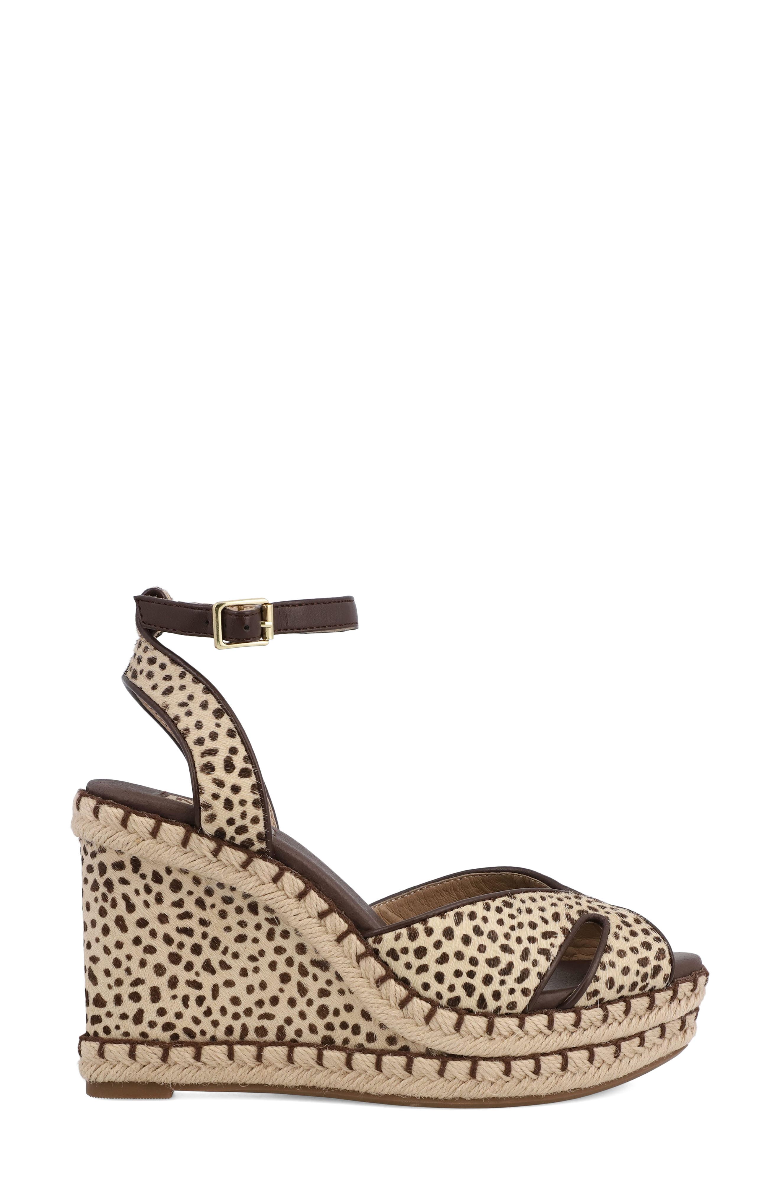 Mallorca Ankle Strap Espadrille Genuine Calf Hair Platform Wedge Sandal, Alternate, color, CHEETAH CALF HAIR
