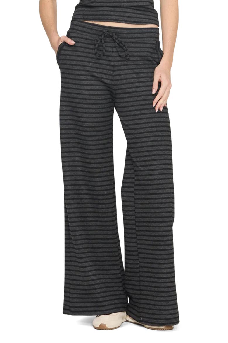 Thea Striped Wide Leg Pants, Main, color, CHARCOAL BLACK