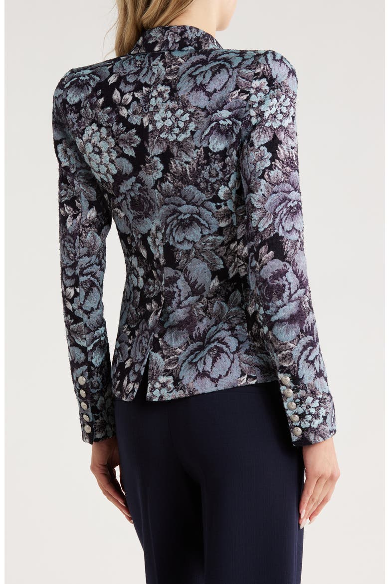 Bethany Structured Double Breasted Blazer, Alternate, color, BLACK/ MIDNIGHT FLORAL MUTLI