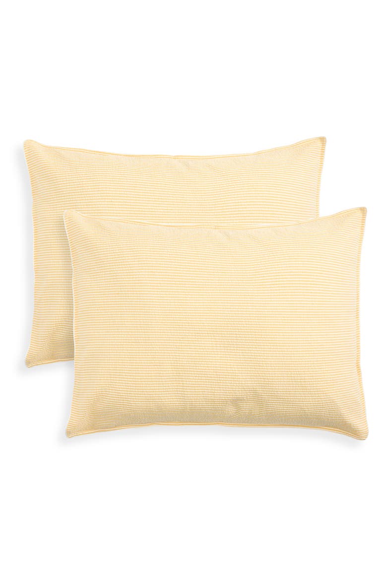 Set of 2 Stripe Cotton Seersucker Shams, Main, color, YELLOW