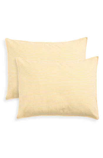 Kassatex Set Of 2 Stripe Cotton Seersucker Shams In Yellow