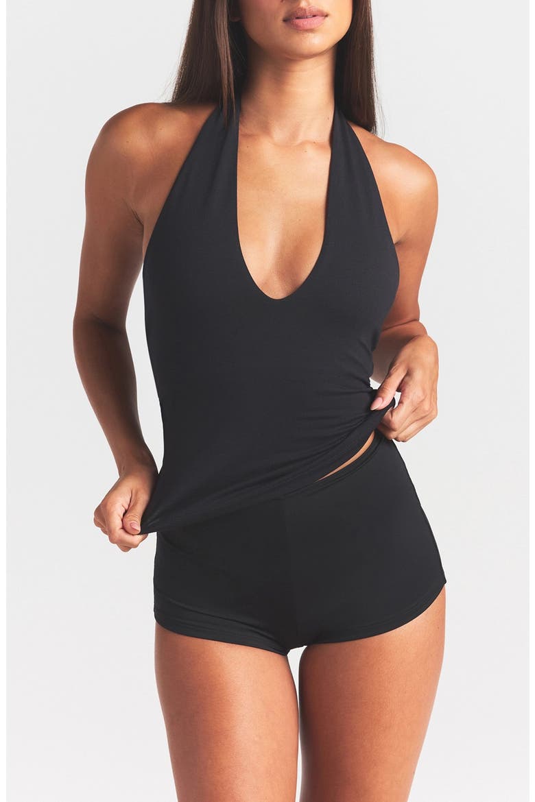 Smooth Layers Halter Neck Camisole, Main, color, OBSIDIAN