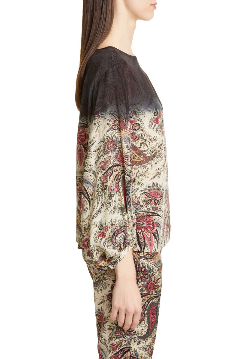 Etro Dégradé Paisley Print Silk Blouse, Alternate, color, 