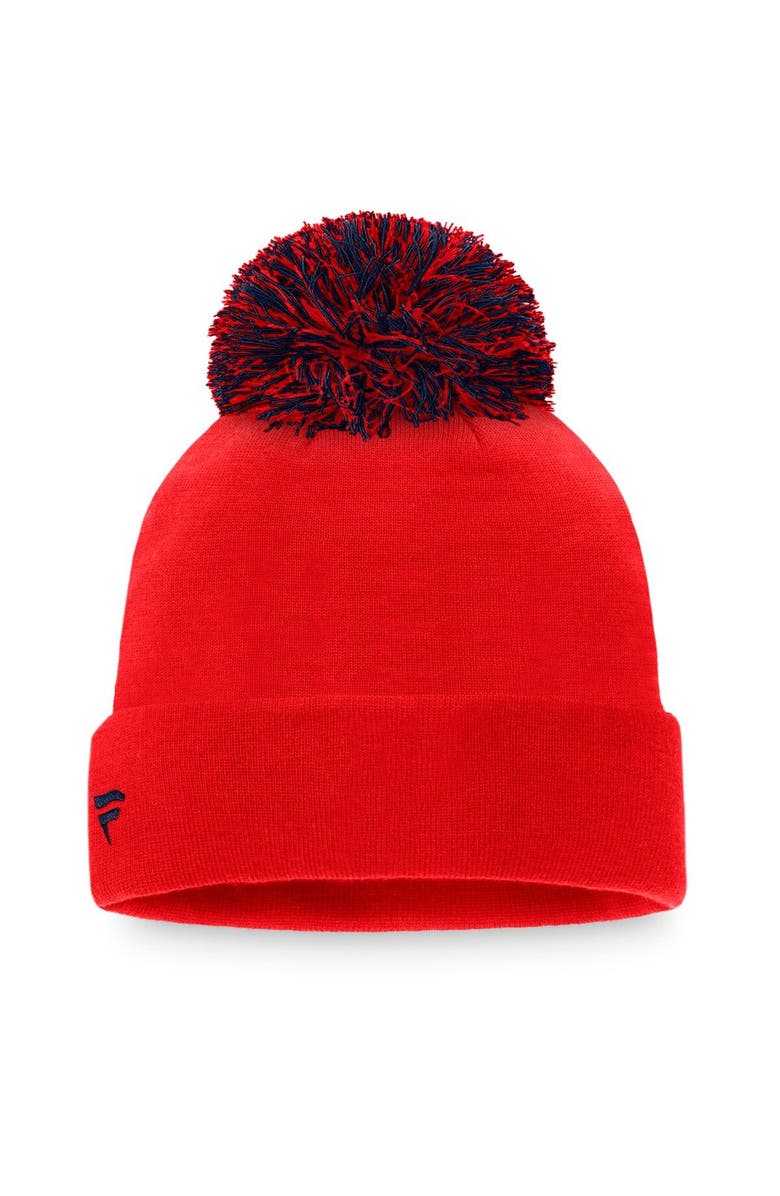 FANATICS Women's Fanatics Branded Red Washington Nationals Script Cuffed Knit Hat with Pom, Alternate, color, Red