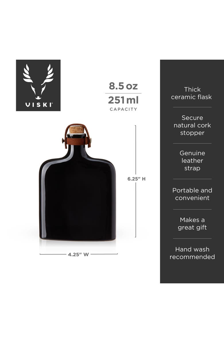 Viski Irving Nautilus 8.5 oz Ceramic Flask, Alternate, color, Black