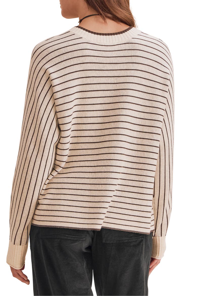 Georgie Stripe Pullover Sweater, Alternate, color, JAVA/ WHEAT HEATHER