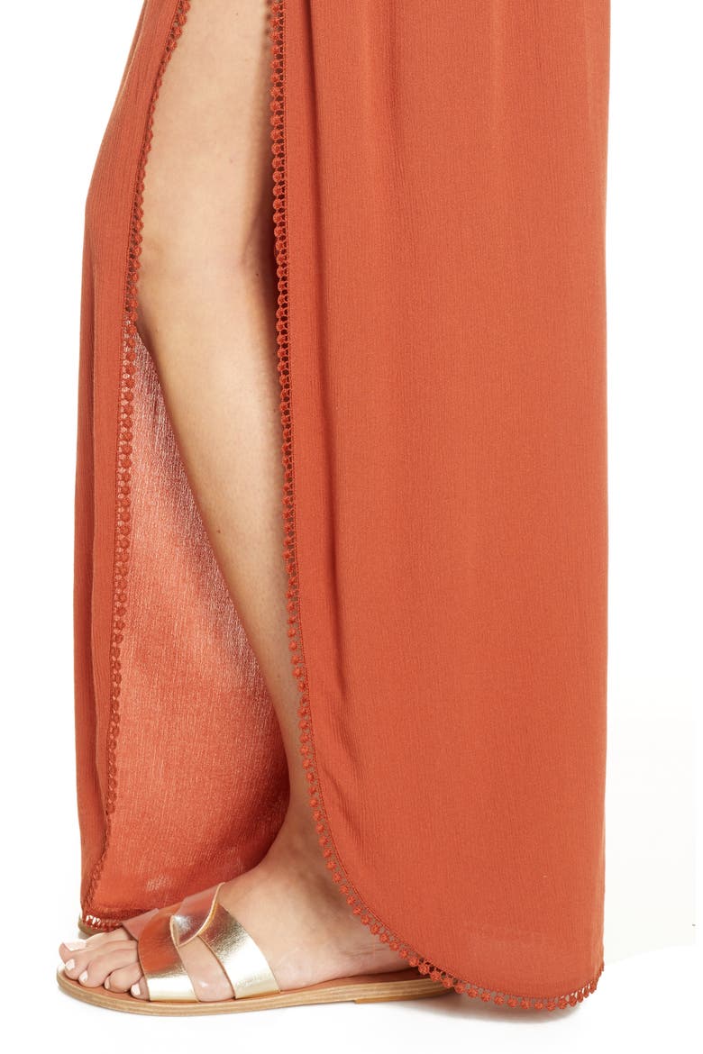 Ana Smocked Split Leg Pants, Alternate, color, BROWN SPICE