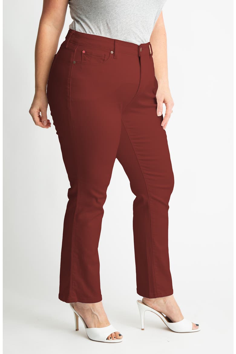 High Waist Ankle Slim Straight Leg Pants, Alternate, color, BURGUNDY
