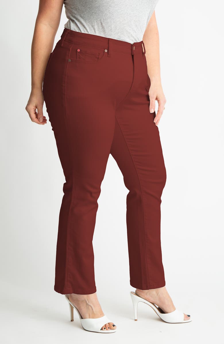 SLINK Jeans High Waist Ankle Slim Straight Leg Pants, Alternate, color, Burgundy