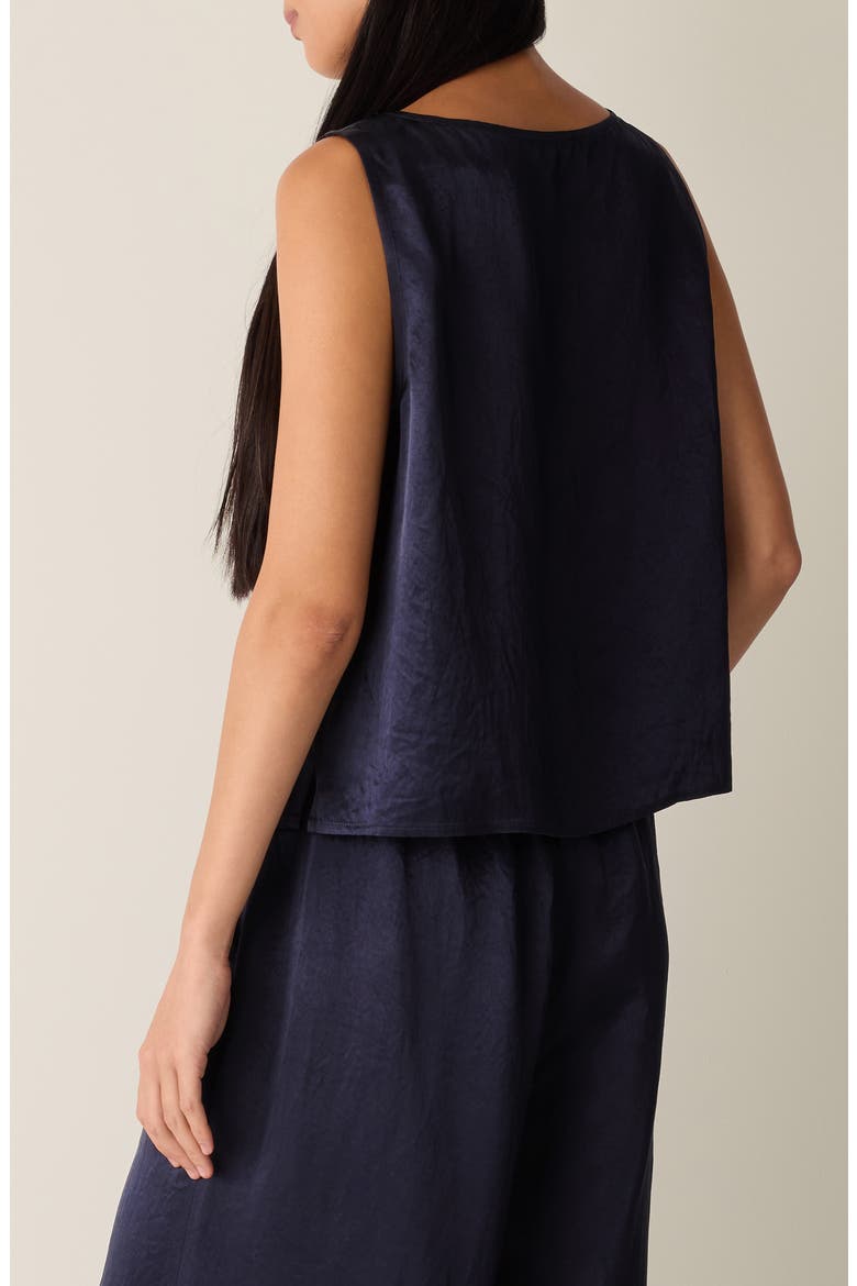 Crinkle Satin Shell Top, Alternate, color, INK