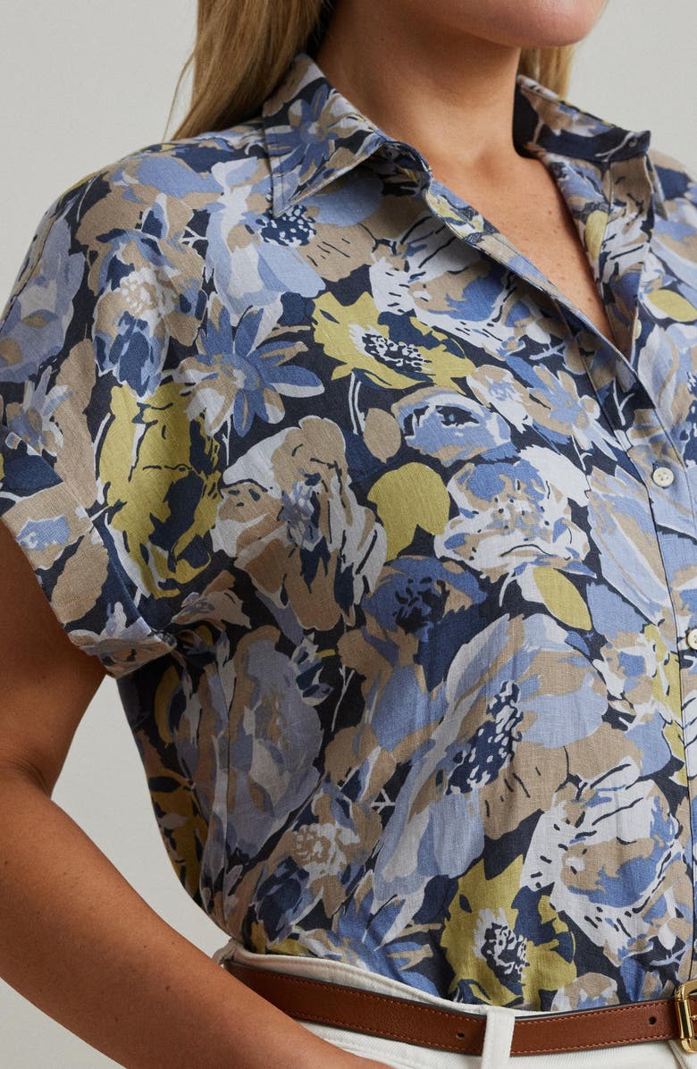 Lauren Ralph Lauren Floral Relaxed Fit Linen Camp Shirt, Alternate, color, 