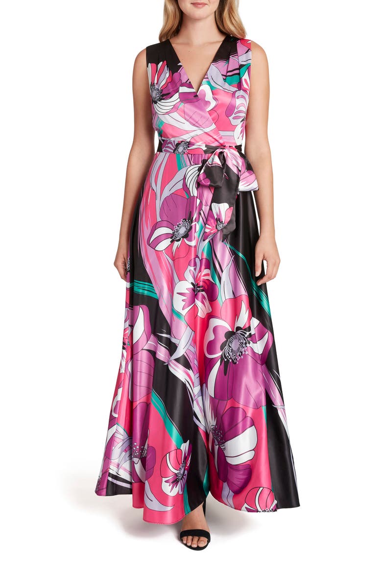 Retro Floral Maxi Dress, Main, color, BLACK CORAL FLORAL